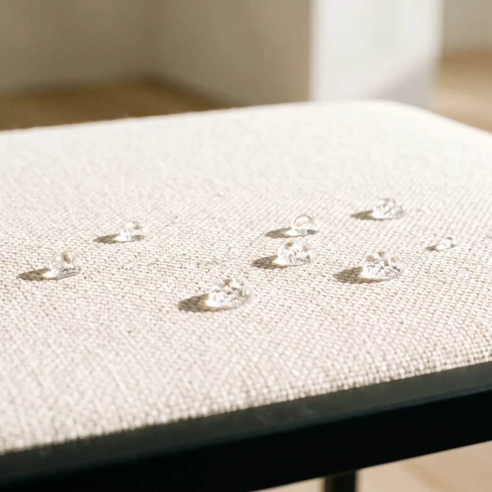 Water beading on a pale performance weave